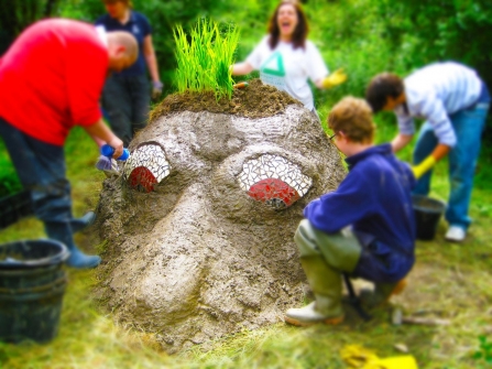 Medusa head built during a Community Day of Action, Derbyshire Wildlife Trust
