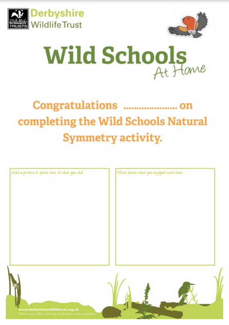Wild Schools at home certificate