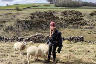 Kayleigh with sheep at Deep Dale