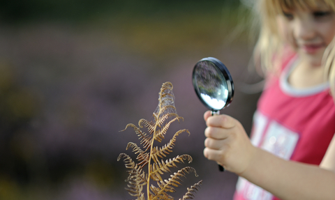 Child with magnifying glass