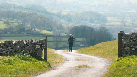 A person walking in the countryside