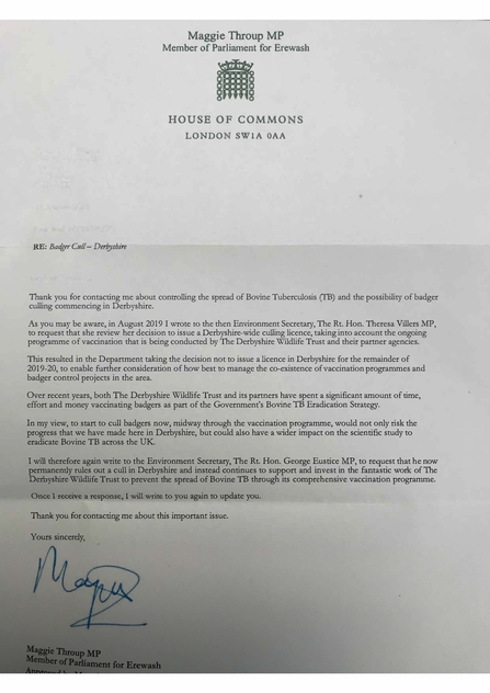 MP response Maggie Throup