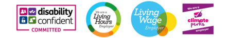 disability confident committed employer, living wage and living hours employer and climate perks employer