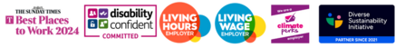 sunday times best places to work 2024, disability confident committed employer, living wage and living hours employer and climate perks employer