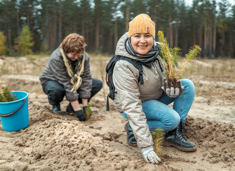 people planting